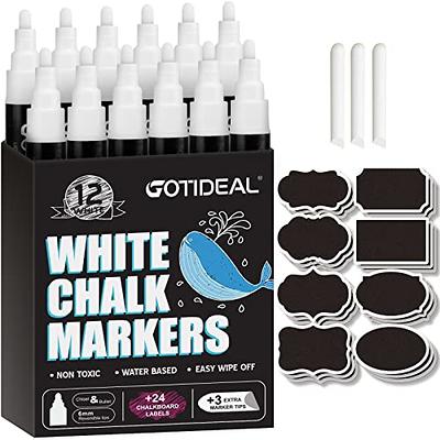 GOTIDEAL White Liquid Chalk Markers, 12 Pack Chalkboard Markers