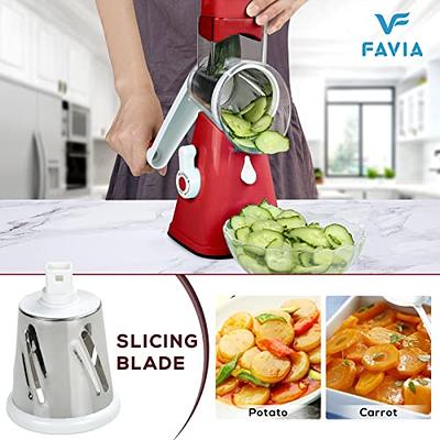 Cheese Grater Rotary Handheld Fruit Vegetable Slicer Shredder 3 Drum Blades