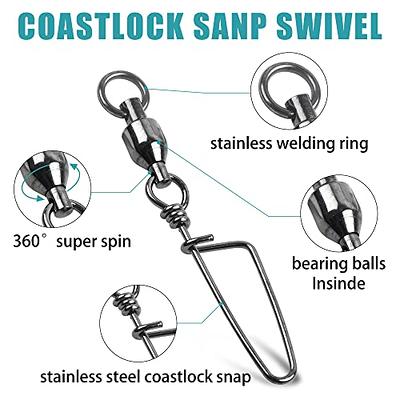 VATEICO Ball Bearing Swivel with Coastlock Snaps,25 Pack Saltwater Fishing  Swivel Snaps High Strength Steel Safety Snap Interlock Connect for Lure  Baits Corrosion Resistant Black Nickel 7# - Yahoo Shopping