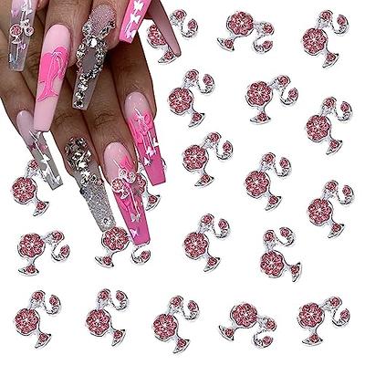 10pcs Tulip Flower Nails Charms 3D White Pink Alloy Rose Flower