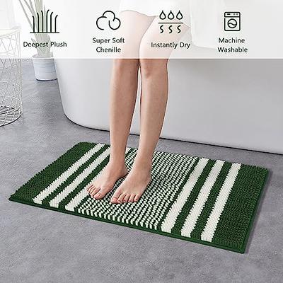 Tindbea Bathroom Rugs Set 2 Piece, Extra Soft and Absorbent Fluffy Striped  Chenille Bath Mat Rug