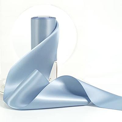 HUIHUANG Dusty Blue Satin Ribbon 4 inch Wide Double-Faced Dusty