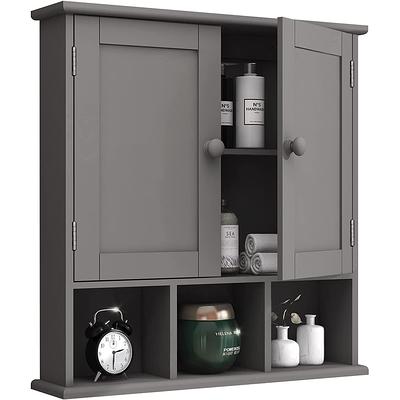 TaoHFE Black Bathroom Cabinet,Bathroom Wall Cabinet 2 Door Adjustable  Shelves,Over The Toilet Storage Cabinet,Black Bathroom Cabinet Wall