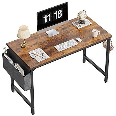 Coleshome Small Computer Desks 39 inch Study Writing Table for Home Office, Modern Simple Style PC Gaming Desks, Black and Rustic Brown, Natural, Size