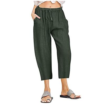  Ceboyel Womens Linen Pants 2023 Summer Casual Capri