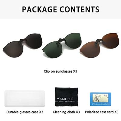 YAMEIZE Polarized 3 Pairs Clip-on Sunglasses - Anti-Glare UV400