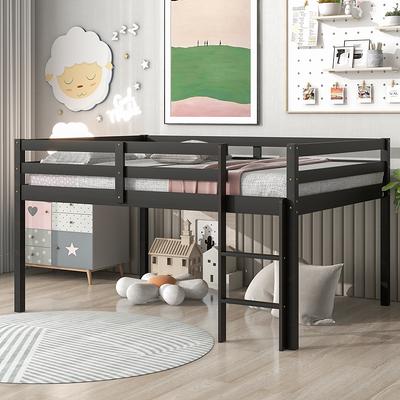 Full Loft Bed Modern Pine Wood Kids' Beds with Guardrail & Underbed Storage  Space - Yahoo Shopping