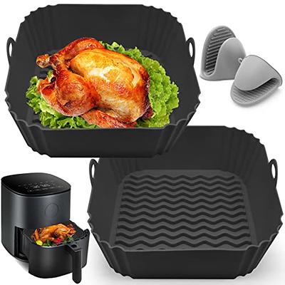  2 PCS Silicone Air Fryer Liners, Reusable Rectangle Dishwasher  Safe Replacement Silicone Air Fryer Bowl Pot Basket Accessories for Ninja  DZ201 DZ401 Instant Vortex 8 QT 10 QT Air Fryer, Heat