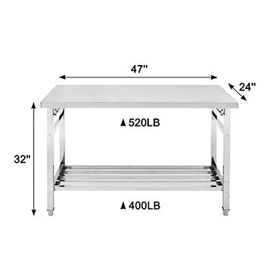 Stainless Steel Table, 60 x 24 Inches Folding Heavy Duty Table for Kitchen,  Commercial Stainless Steel Prep Table with Adjustable Undershelf, for  Restaurant, Home and Hotel