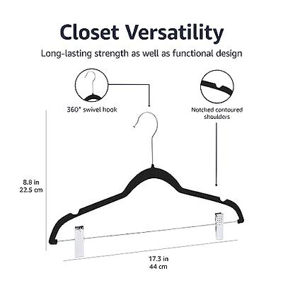 Simplify 60 Pack Velvet Skirt Hangers with Clips in Grey