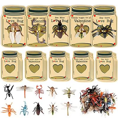 Valentines Day Gifts for Kids - 30 Pack Love Bug Card Bulk 6 Different Bugs  Toy - Funny Greeting Valentine Exchange Cards for Boys Girls School Class