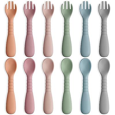 Eascrozn Baby Spoons and Forks Feeding Set, 6 Pack Silicone First