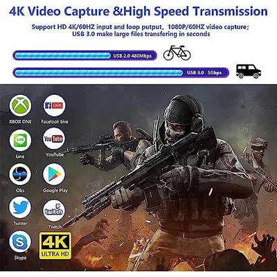 Capture Card for Nintendo Switch with 4K Pass-Through, USB3.0 1080P 60FPS  HDMI Video Cam Link Game Capture for Streaming, Work with Xbox PS4 PS5 PC