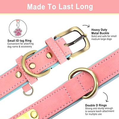 Reflective Dog Collar with Buckle Adjustable Safety Nylon Collars for Small  Medium Large Dogs, Pink L