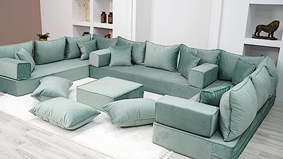 Mint Green Sectional L-Shaped Couch Cover