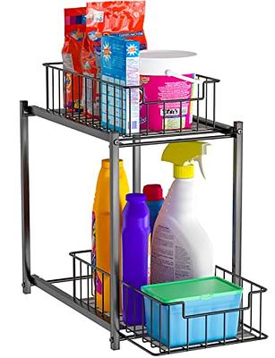 HANSILINA Pull Out Cabinet Organizer 2 Tier Under Sink Cabinet Organizer  Storage Shelf with Sliding Storage Basket for Kitchen Bathroom Laundry  Room, Request at Least 11 inch Cabinet Opening(Black) - Yahoo Shopping