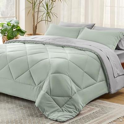 Bedsure Queen Comforter Set - 7 Pieces Reversible Comforters Queen Size Bed  Set Bed in a Bag with Comforter, Sheets, Pillowcases & Shams, Grey Bedding