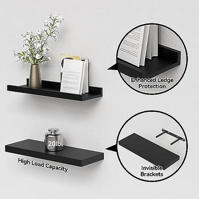 Floating Shelves Black, Wall Shelves with Invisible Brackets for