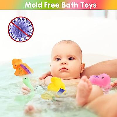 Mold Free Dinosaur Bath Toys for Toddlers, 6 Pcs No Hole No Mold