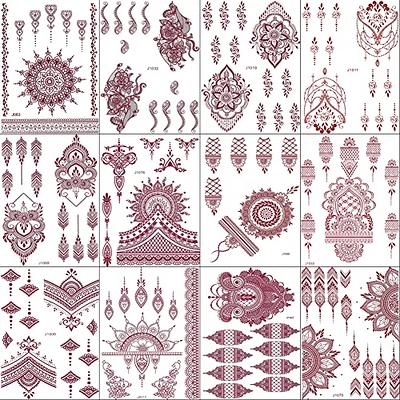 Xmasir 12 Sheets Brown Henna Tattoo Kit, Waterproof Henna Tattoo Stickers  for Women Wedding Party Henna Stickers (Brown) - Yahoo Shopping