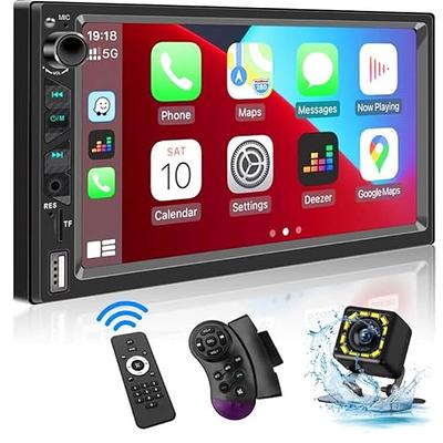  Podofo Single Din Car Stereo with Bluetooth, 5.1 Inch  Touchscreen Car Radio with Backup Camera, Voice Control, AM/FM Radio,  TF/USB/AUX-in, SWC, Microphone, Remote Control, Mirror Link : Electronics