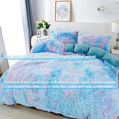 RYNGHIPY Super Soft Fuzzy Faux Fur Duvet Cover Set, Twin Bedding