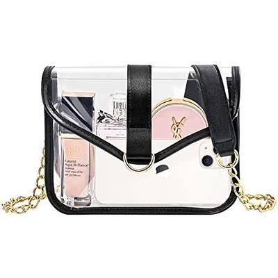 Oufegm Clear Crossbody Purse Bag for Women Stadium Approved Bag with Guitar  Strap for Concert Sports Events Gold-a