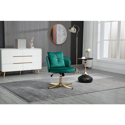 Green Velvet Upholstered Accent Swivel Chair Barrel Living Room