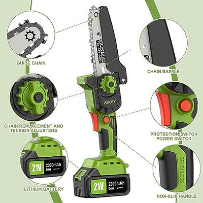 AKQIY Cordless Electric Chainsaw: Upgraded 650W Brushless Motor, 6