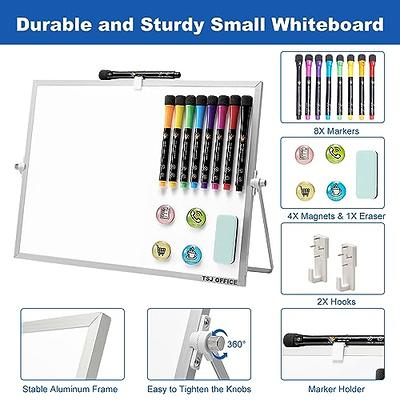 TSJ OFFICE Small Desktop Whiteboard - 12 X 8 Glass Dry Erase Board with  Stand