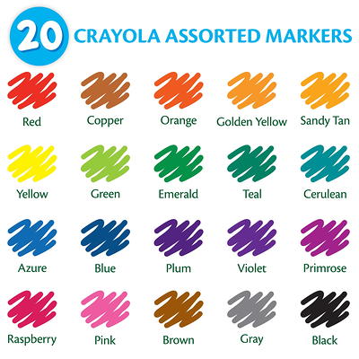 Crayola 588106 Washable Super Tips Markers, Assorted, 20/Set