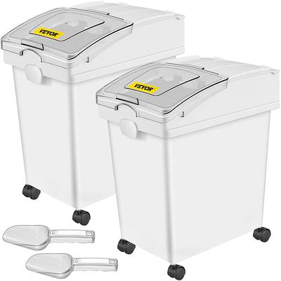 VEVOR Ingredient Bin 10.5+6.6 gal. Rice Storage Container with Wheels Double Flour Bins with Flip Lid Scoops, Pack-2