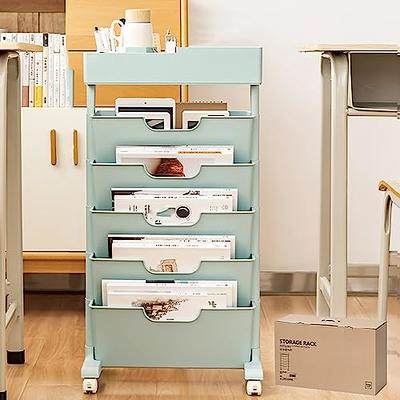 5-Tier Office Storage Cart Utility Rolling Craft Cart with Drawers