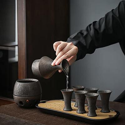 Glass Sake Set with Warmer, Japanese Whisky Bottle & Cups