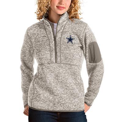 Women's Antigua Oatmeal Denver Broncos Closure Full-Zip Vest