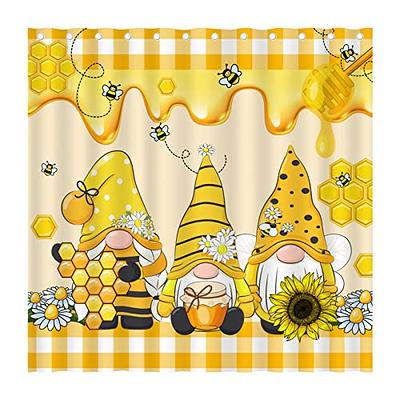 Farmhouse Bee Gnomes Watercolor Sunflower Shower Curtain Set