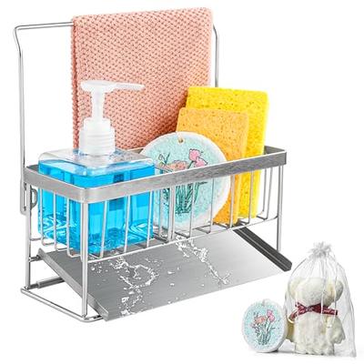 AllTopBargains 2 Pk Kitchen Sink Caddy Sponge Towel Holder Scrubber Soap Drainer Rack Organizer