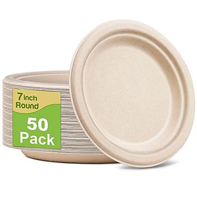 ECOLipak 200 Pack Compostable Paper Plates, 8 inch Paper Plates