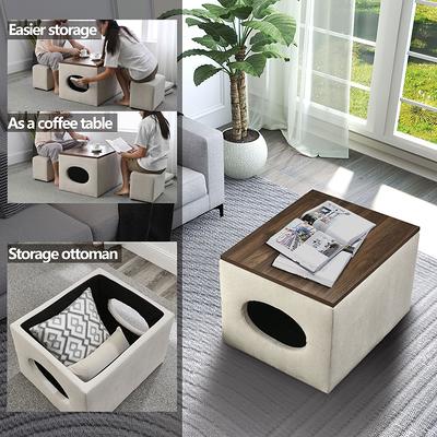 Foot Stool Small Ottoman Foot Rest Under Desk Wood Living Room Bedroom and  Kitch