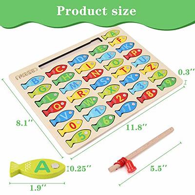 Wooden Fishing Game,Magnetic Frog Fishing Game Wooden Fish 3 in 1