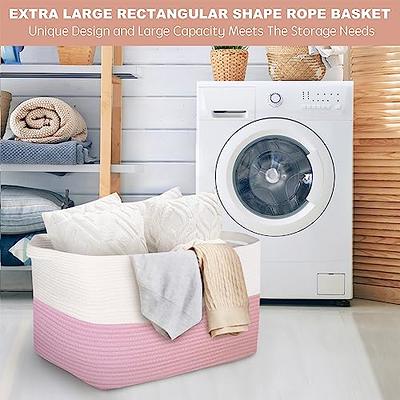 Storage Baskets with Lid Large Woven Rope Nursery Bins for Laundry Room