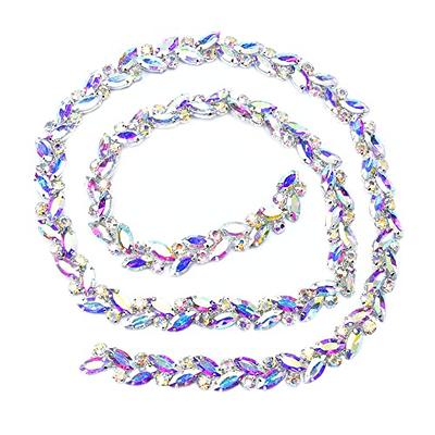 [11 Yards] Crystal Rhinestone Chain, [10M/ 2.5MM] Silver Rhinestone Close  Chain Trim, Clear Crystal String Claw Cup Chain for Sewing Crafts, Jewelry