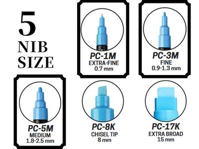 Japan Uni Posca Acrylic Paint Marker Set, PC-3M,PC-5M, PC-1M