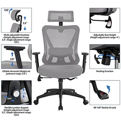 DEVAISE Computer Office Chair, High Back Ergonomic Desk Chair with  Adjustable Flip-up Armrests, Lumbar Support and Thick Headrest, Executive  Suede