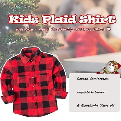 Regular-Fit Long Sleeve Plaid Flannel Shirt Red-Black