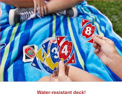 UNO Flip! Splash Card Game for Kids, Adults & Family Night with  Water-Resistant Double-Sided Cards