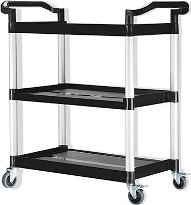 40w Enclosed Bus Cart, 3 Shelves - Black