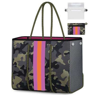 Neoprene Tote Bag Large Beach Bag For Women Pool Gym Tote Travel Tote,camouflage