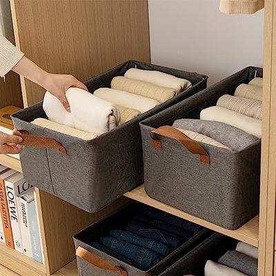 LoforHoney Home Fabric Storage Baskets for Shelves, Foldable Canvas Closet  Organizer Bins with Cotton Rope Handles for Organizing Clothes, Large