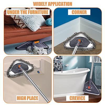 Baseboard Cleaner Tool with Long Handle - ROKOXIN Cleaning Tools Mop for  Baseboard Molding Duster, Ceiling Wall Window Cleaner with 6 Reusable  Microfiber Mop Pads